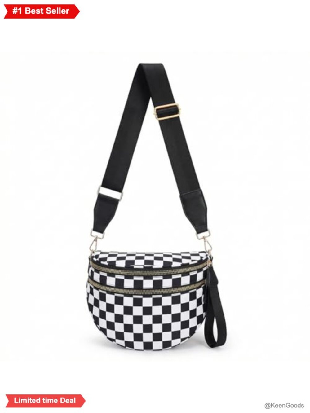Nylon Crossbody Bum Bag Fanny Pack with Adjustable Strap and Zipper